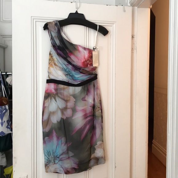 W by Worth Dresses & Skirts - Silk Floral One shoulder sheath cocktail dress